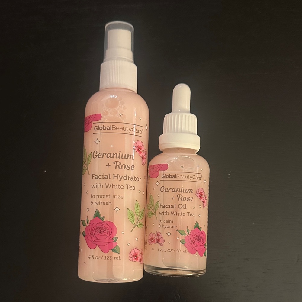 Set of Geranium + Rose with white tea Facial Hydrator & Oil
